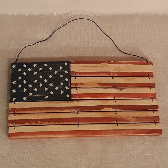 Other - Rustic Wood Hanging American Flag Americana / 4th Of July